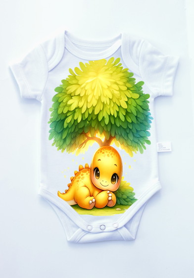 Babybody kurzärmlich Dino unter Baum