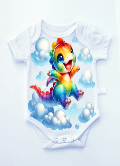 Babybody kurzärmlich Dino Wolken