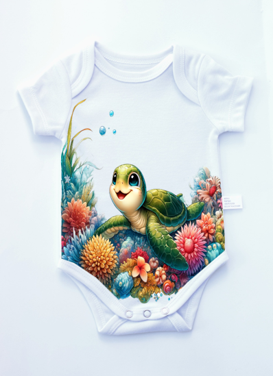 Babybody kurzärmlich Schildkröte